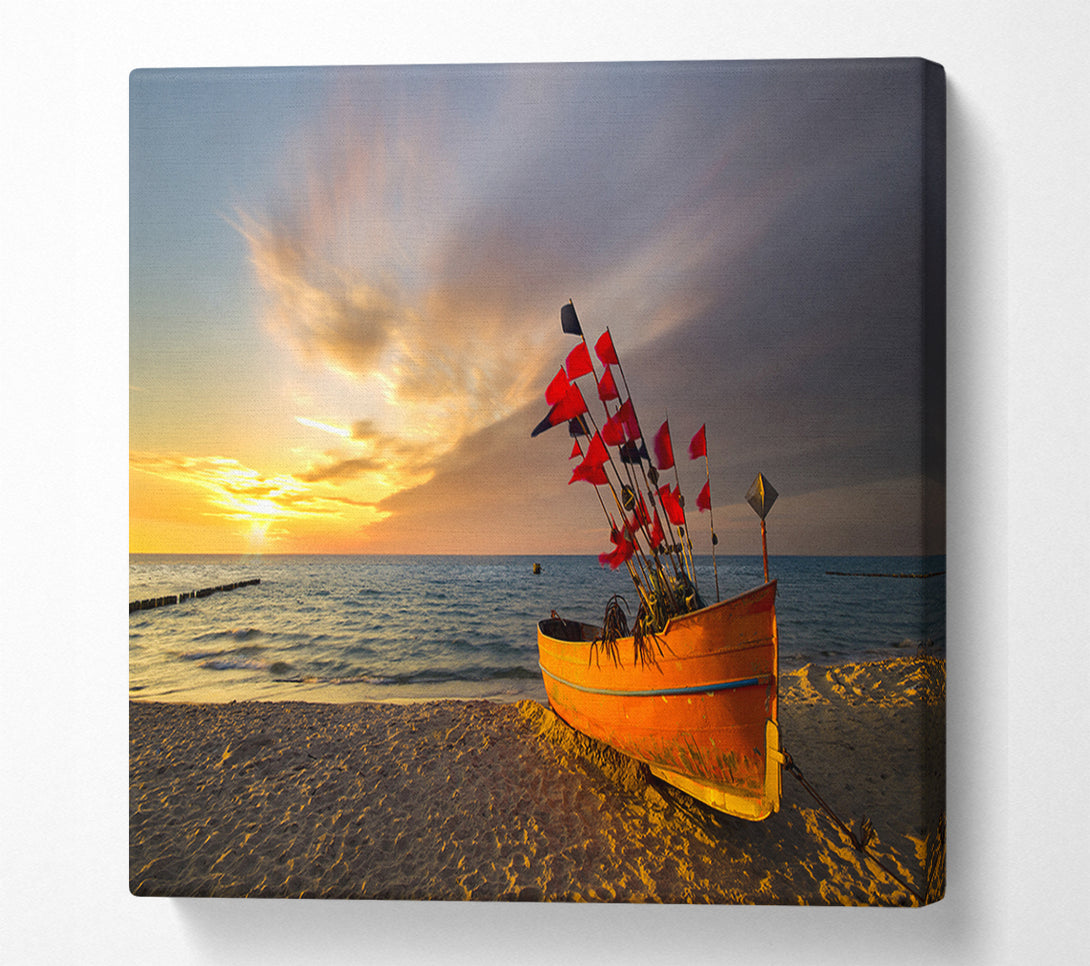  A Canvas Print of Flags in a fishing boat Canvas Print