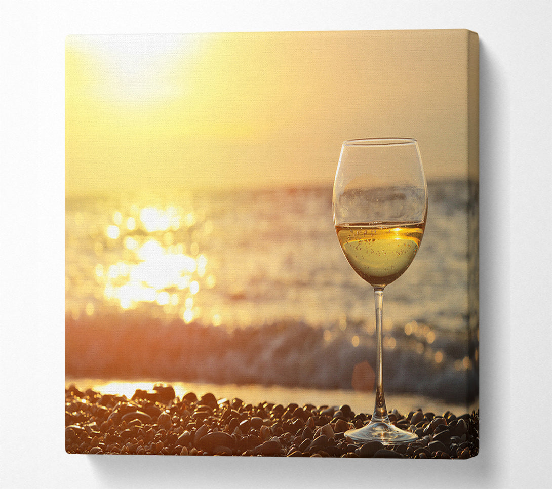  A Canvas Print of Wine on the beach Canvas Wall Art