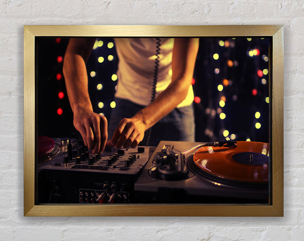 Mixing on the DJ desk Framed Print