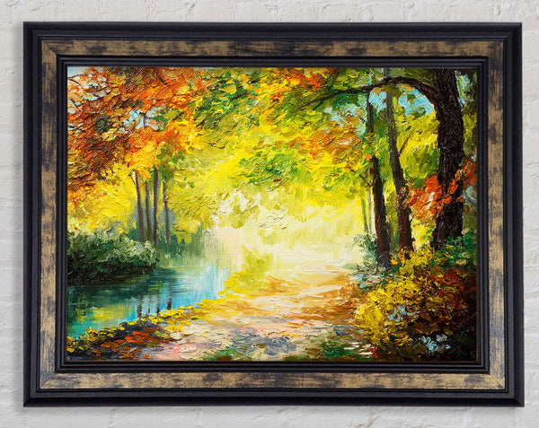 Hand painted woodland scene Framed Print