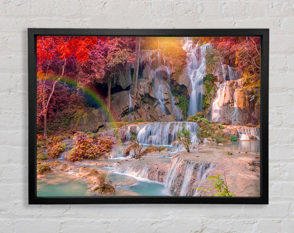Rainbow waterfall woods Framed Print