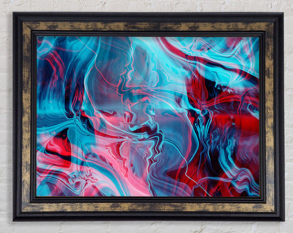 Red and blue waves of colours Framed Print