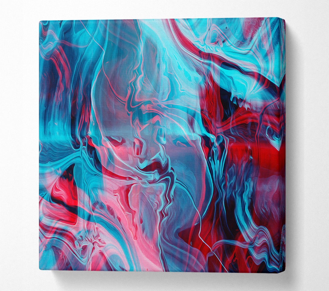  A Canvas Print of Red and blue waves of colours Canvas Wall Art
