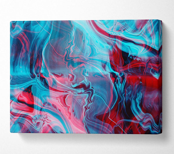  A Canvas Print of Red and blue waves of colours Canvas Wall Art