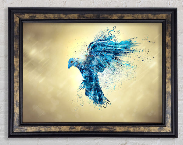 Blue bird illustrations flight Framed Print