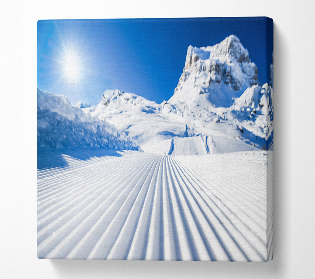  A Canvas Print of Straight lines in the snow Canvas Print
