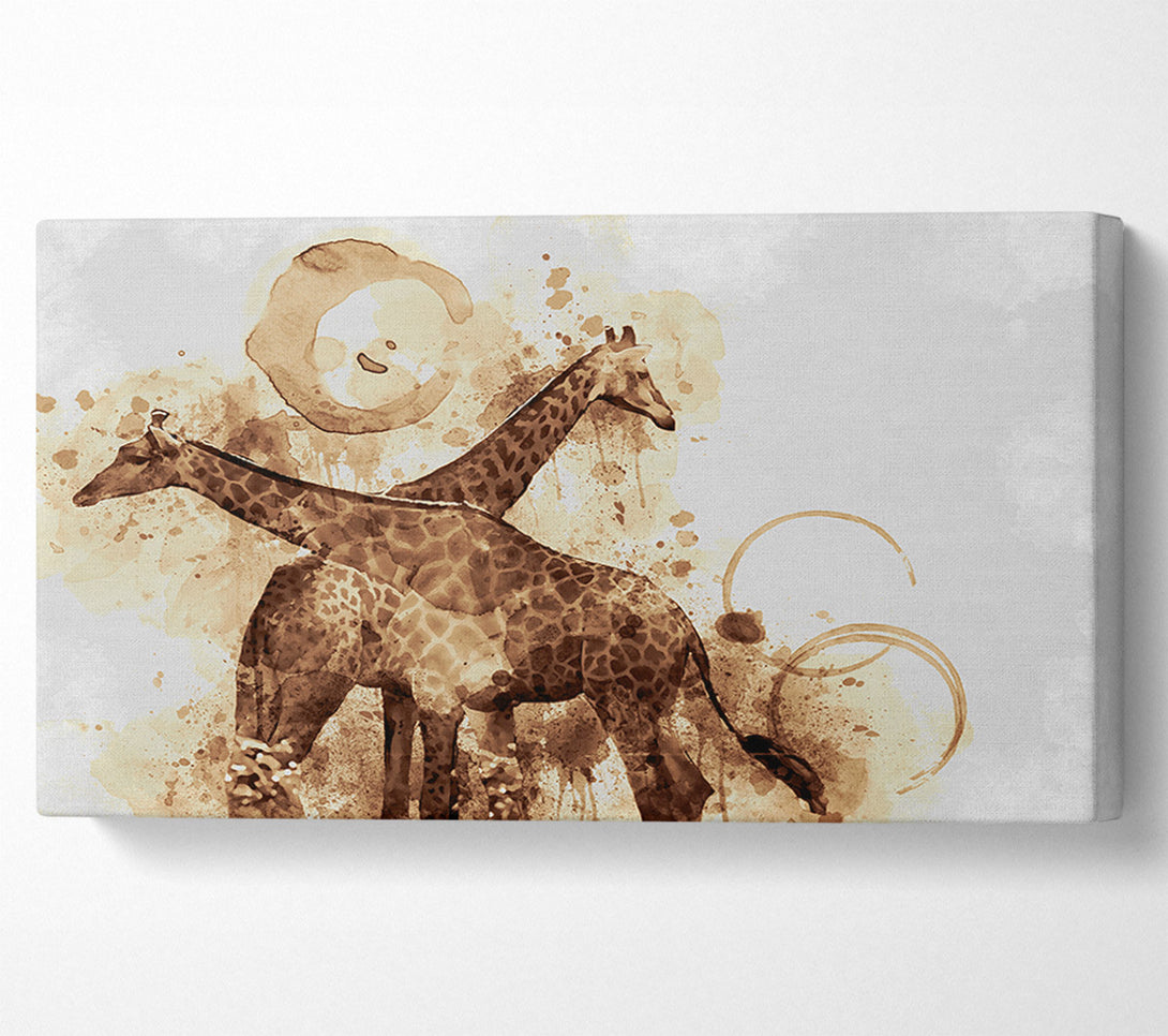  A Canvas Print of Brown watercolour tea stain giraffe Canvas Wall Art