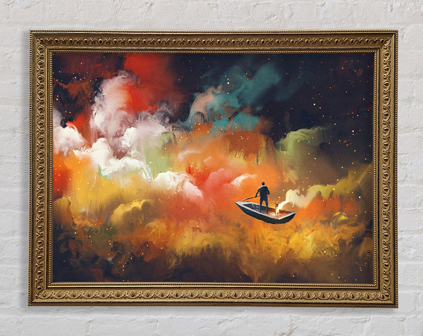 Digital painting row boat Framed Print