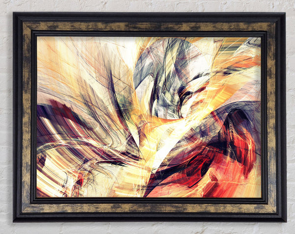 Fractures of lines and shapes Framed Print