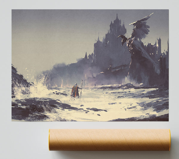 Mage Fighting The Beast Poster