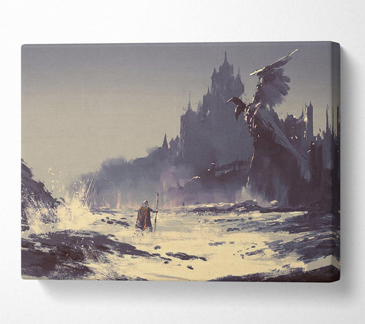 Mage fighting the beast Canvas Wall Art
