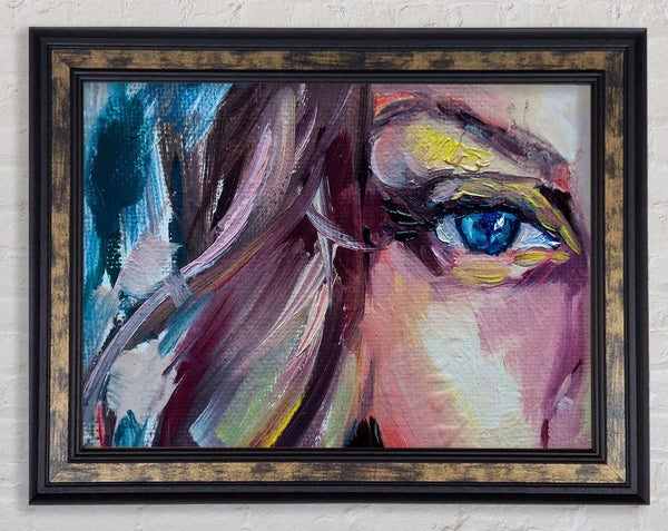 Clsoe up face textured paints Framed Print