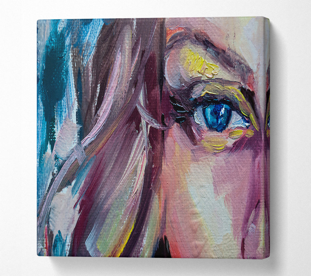  A Canvas Print of Clsoe up face textured paints Canvas Wall Art