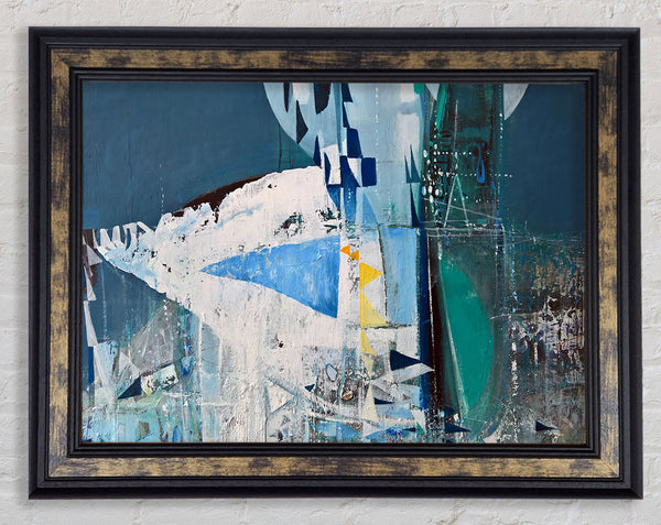 Teal and blue cold shapes Framed Print