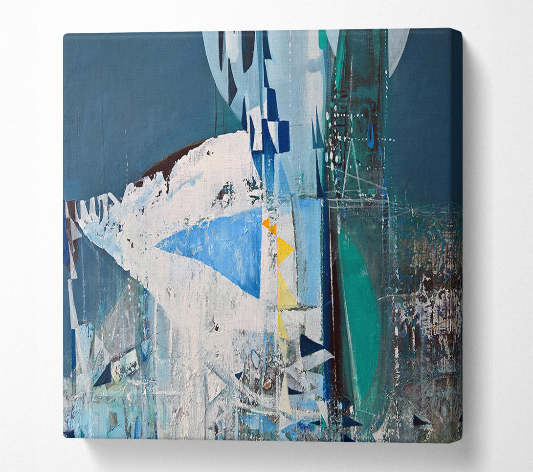  A Canvas Print of Teal and blue cold shapes Canvas Art