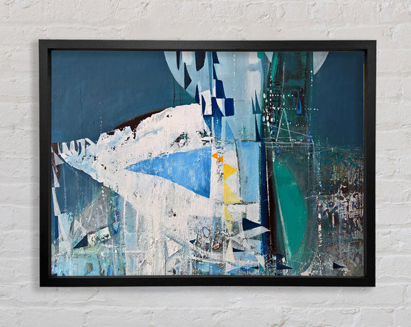 Teal and blue cold shapes Framed Print