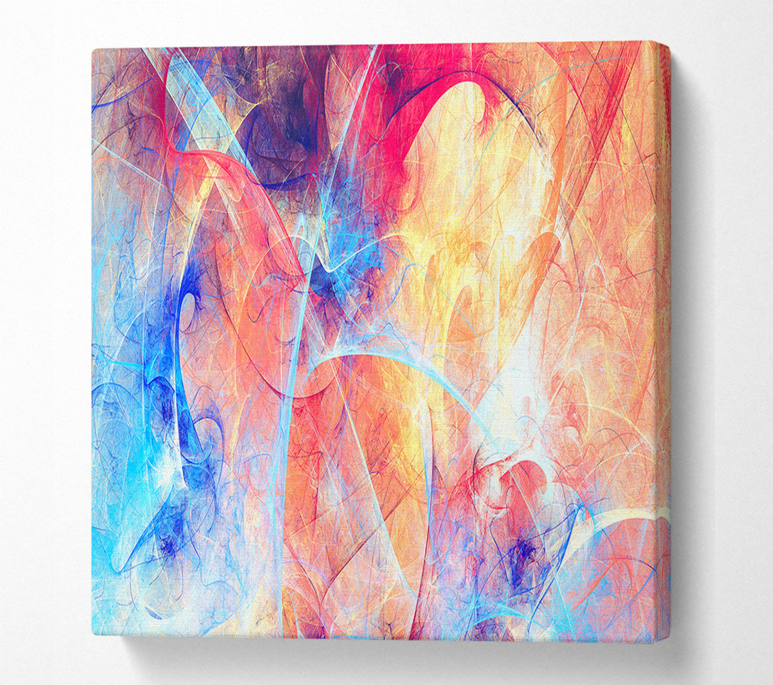  A Canvas Print of Swirls of blue and peach Canvas Art
