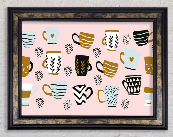 Contemporary heart mugs Framed Print