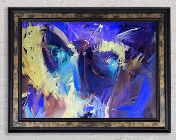 Harsh Pastel strokes of blue and yellow Framed Print