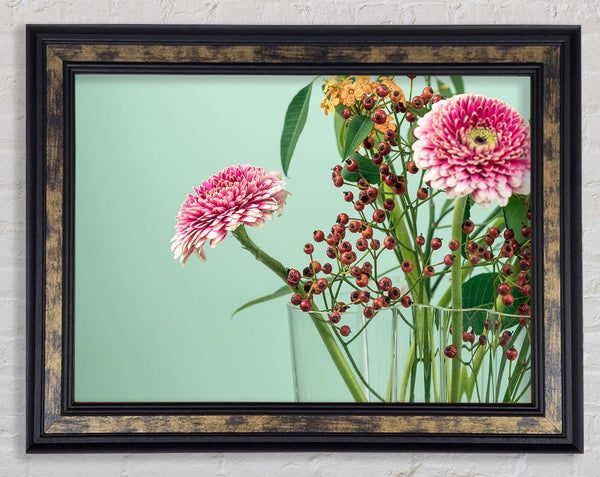 Vase of flowers with berries Framed Print