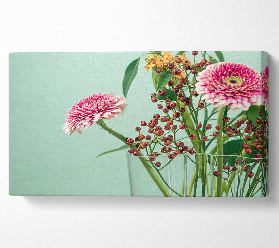  A Canvas Print of Vase of flowers with berries Canvas Art