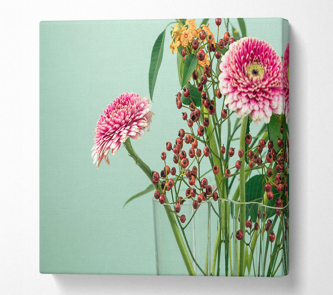  A Canvas Print of Vase of flowers with berries Canvas Art