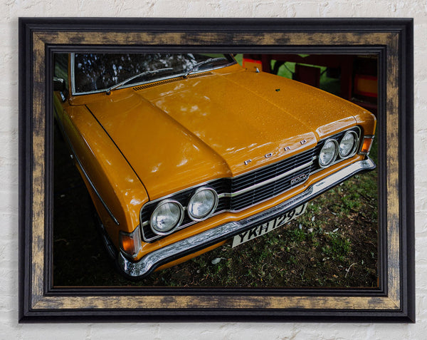 Mean yellow classic car Framed Print