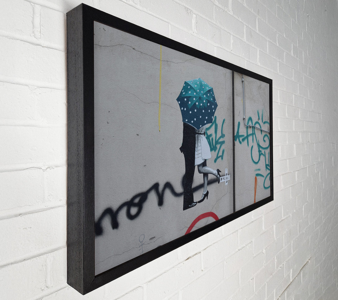  A Canvas Print of Kissing under the umbrella graffiti Canvas Wall Art
