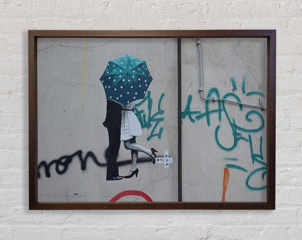 Küssen unter dem Regenschirm-Graffiti 