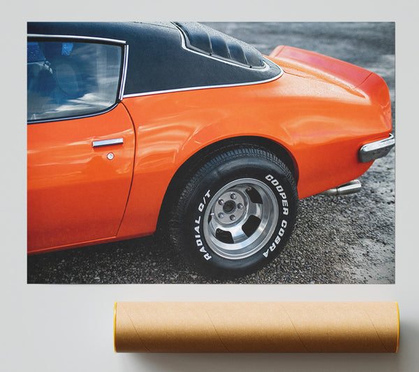 Orange End Of Classic Car Poster