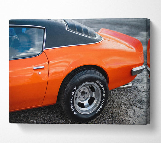 Orange end of classic car Canvas Wall Art