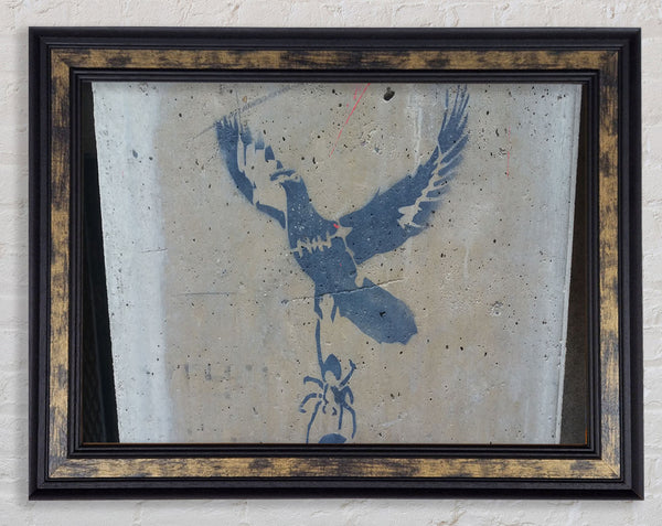 Taube fliegt mit Spinne davon