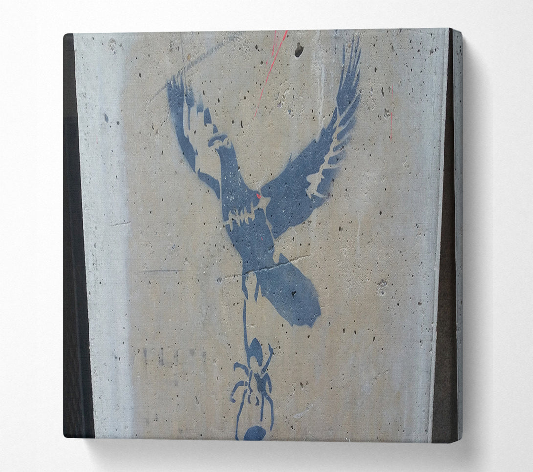  A Canvas Print of Dove taking off with spider Canvas Wall Art