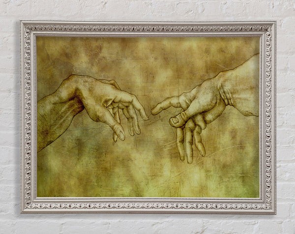 Hands of power meeting Framed Print