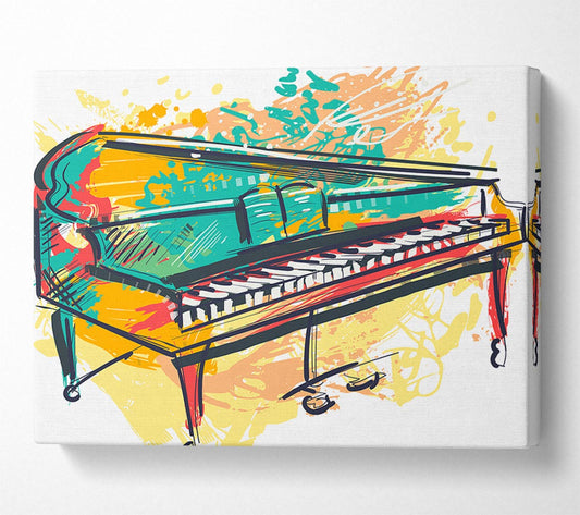 Grand piano in colour Canvas Wall Art