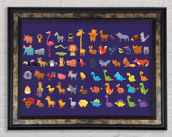 Collection of kids cartoons Framed Print