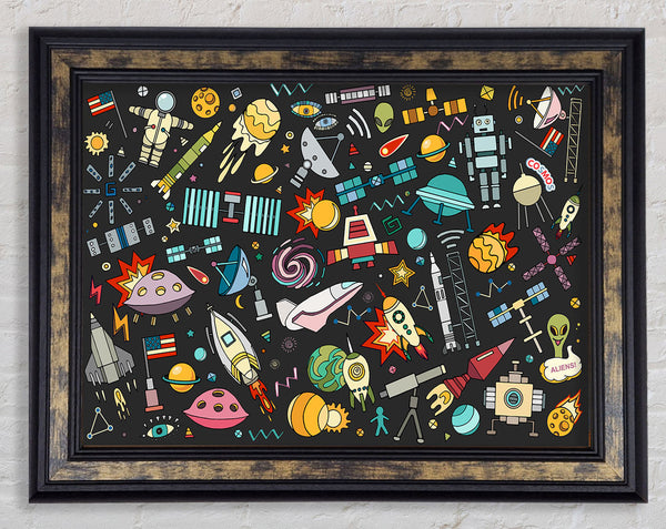 Spaceships and UFOS Framed Print