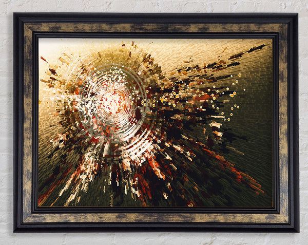 Circular explosion of cubes Framed Print