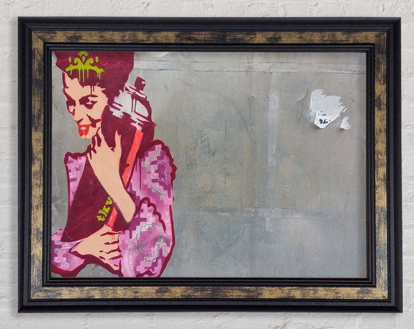 Woman hugging the spray can Framed Print