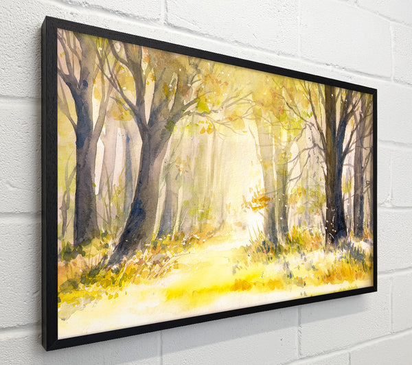 Yellow Forest Woodland Watercolour