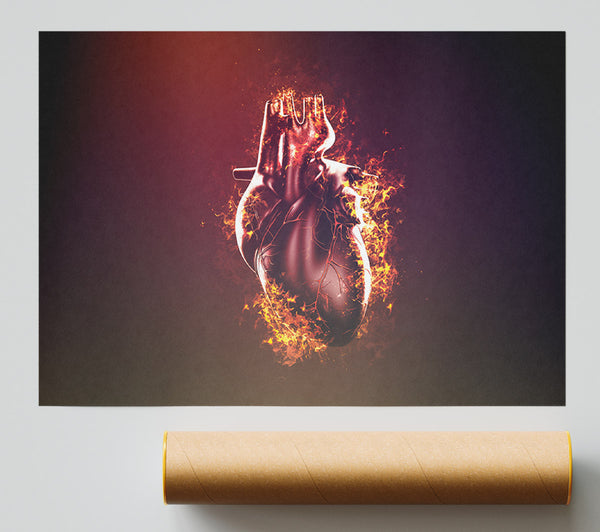 Flaming Heart Giclee Print