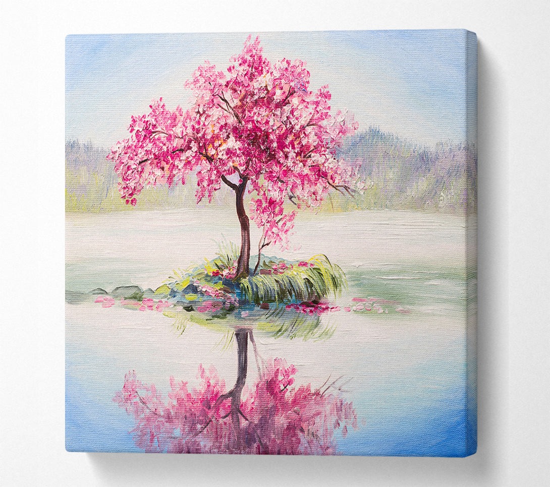  A Canvas Print of Lone Pink Blossom Tree Canvas Print