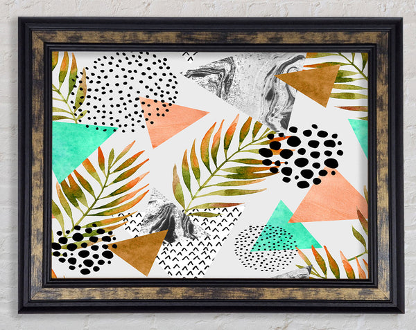 Mix Mid Century Plants And Patterns Framed Print