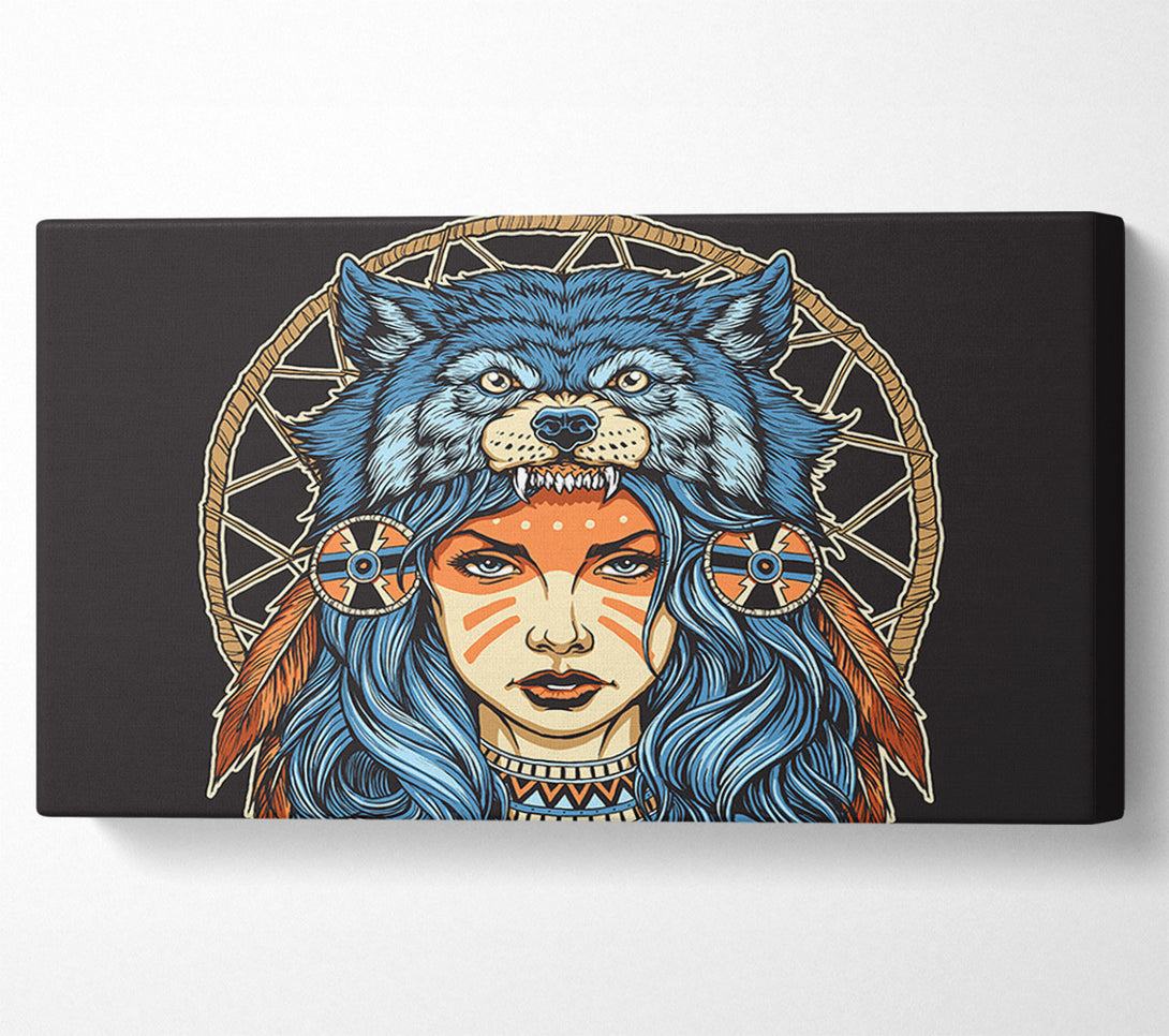  A Canvas Print of Wolf Head Woman Canvas Wall Art