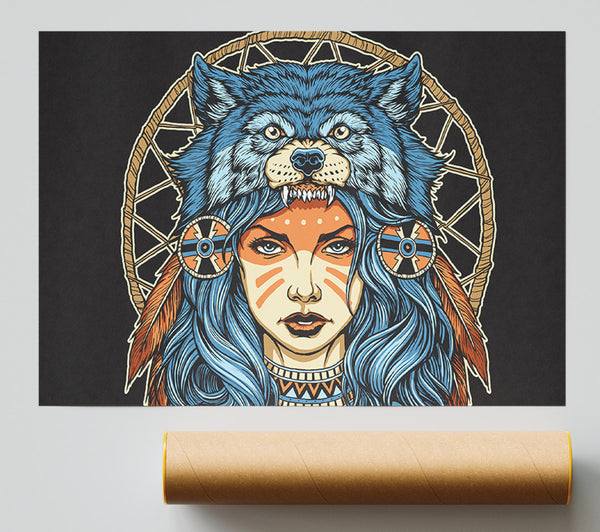 Wolf Head Woman Print