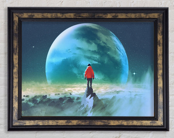 Staring At The Moon Watercolour Framed Print