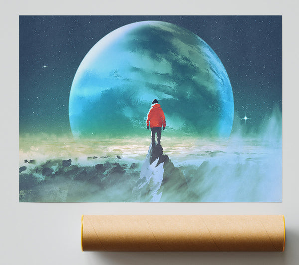Staring At The Moon Watercolour Poster