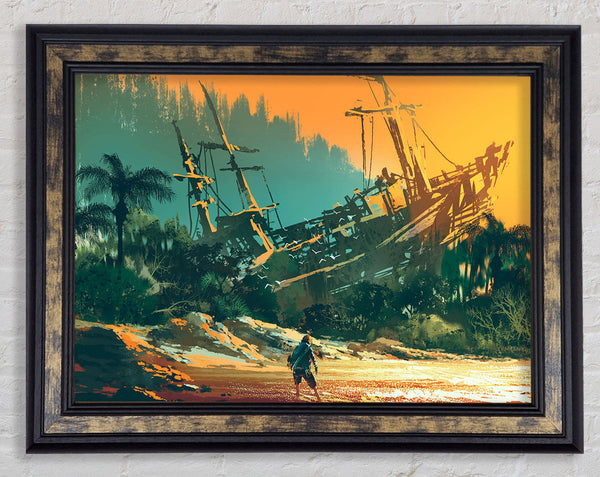 Shipwrecked And Alone Framed Print