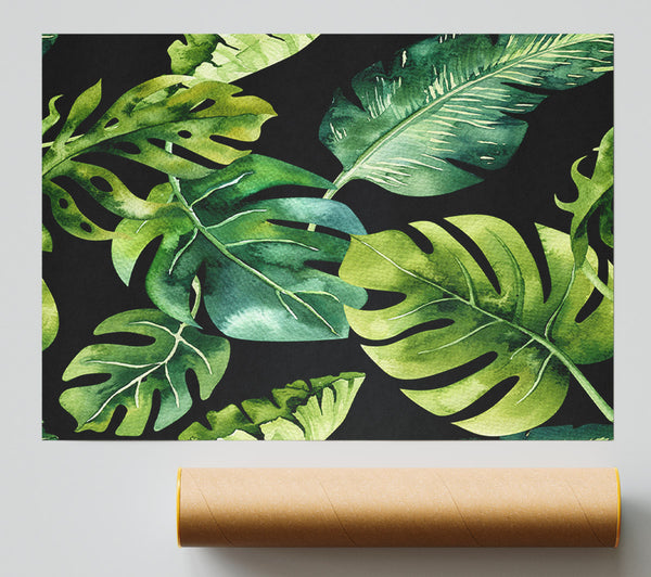 Monstera Mixed Leaves Poster