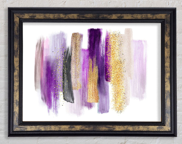 Strong Brush Strokes Glitter Framed Print